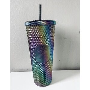 Starbucks Oil Slick Rainbow Studded Cold Cup Tumbler Fall 2023 , 24oz